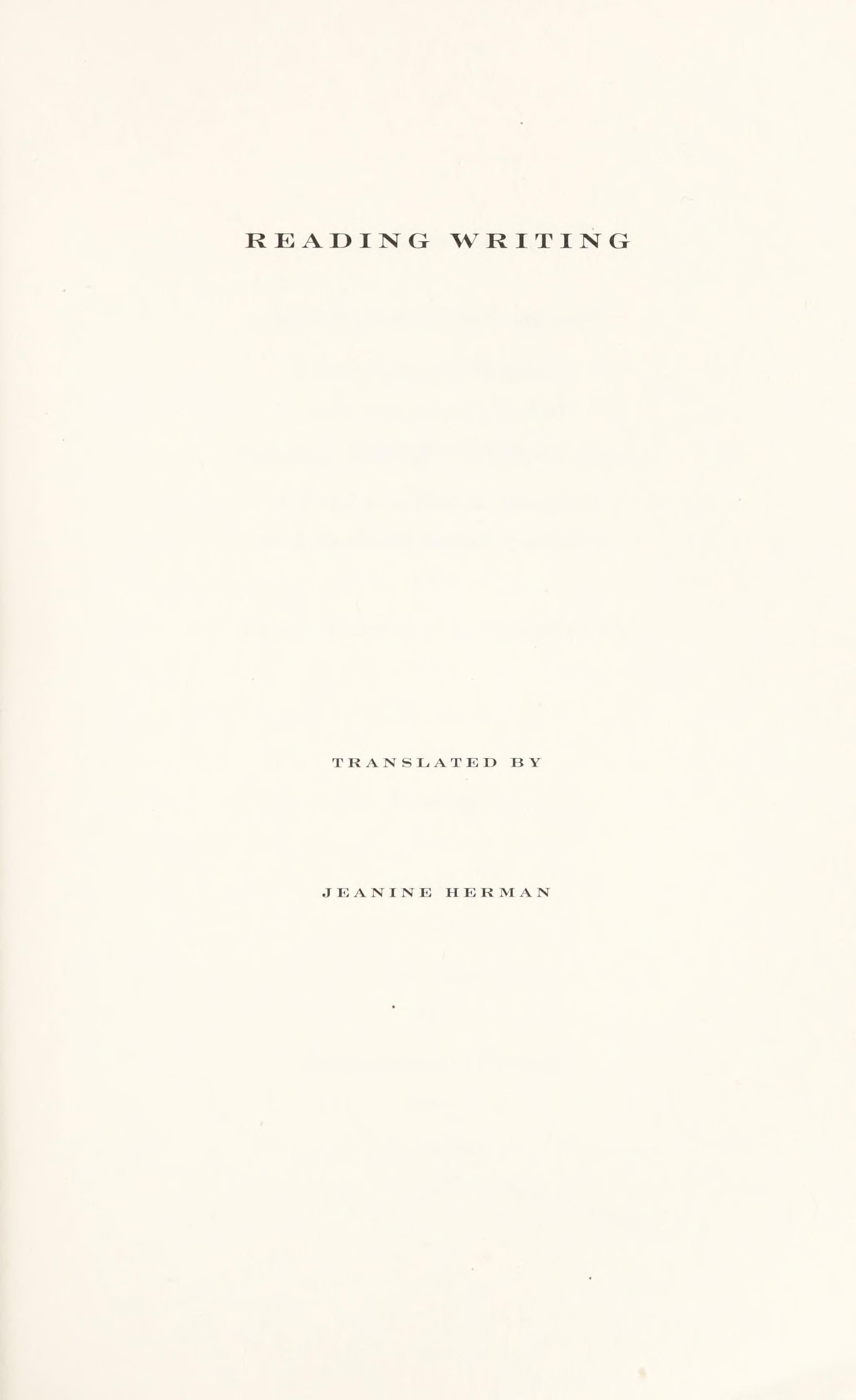 Reading Writing