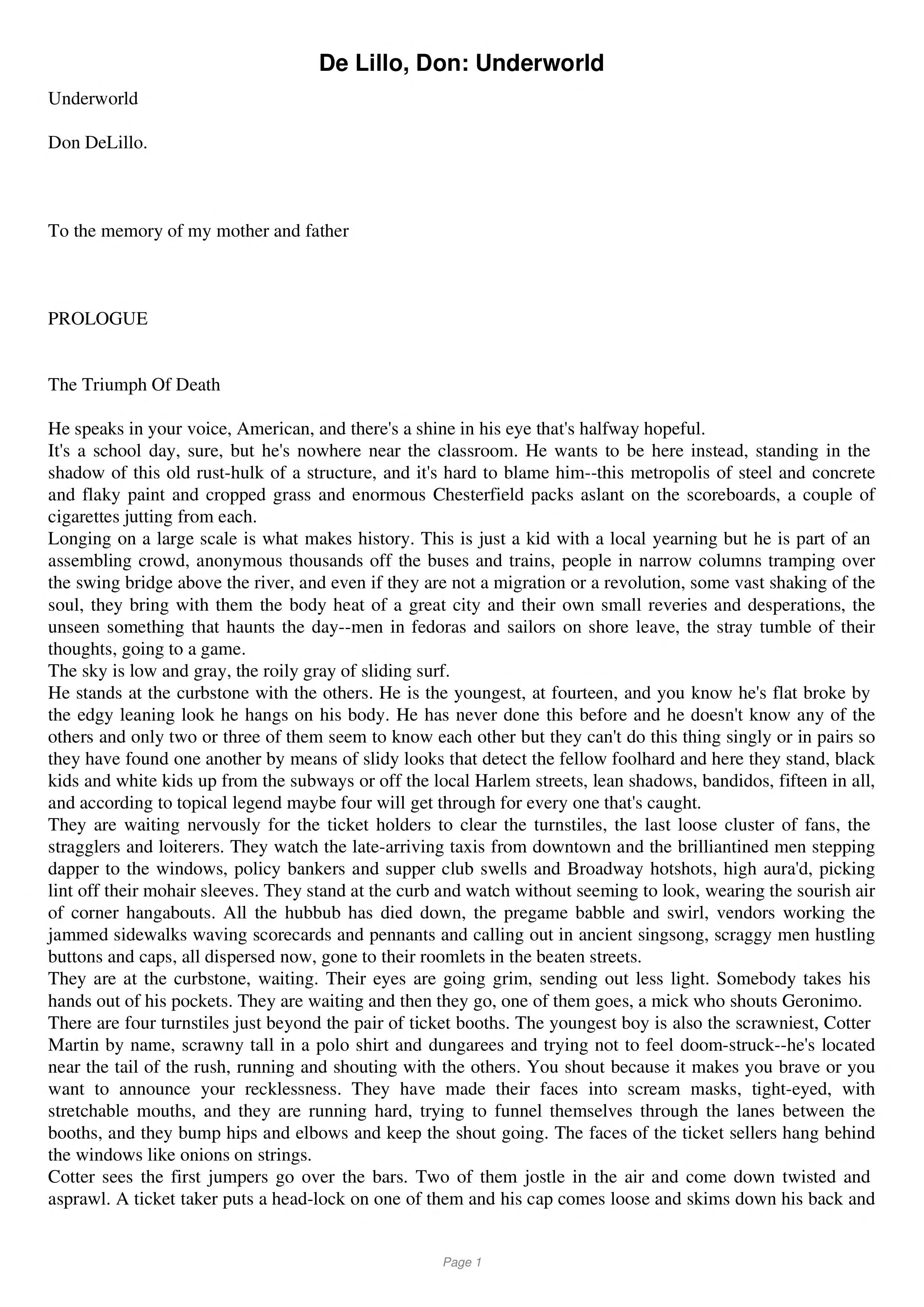 Underworld A Novel