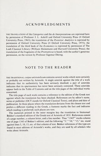 The Complete Works of Aristotle The Revised Oxford Translation